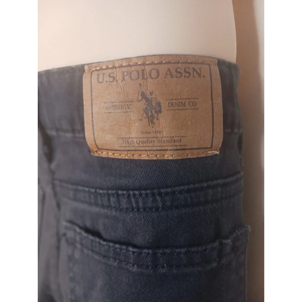 Polo Ralph Lauren Jeans Boys Black Straight Flat Front Jeans Adjustable Sz. 8
